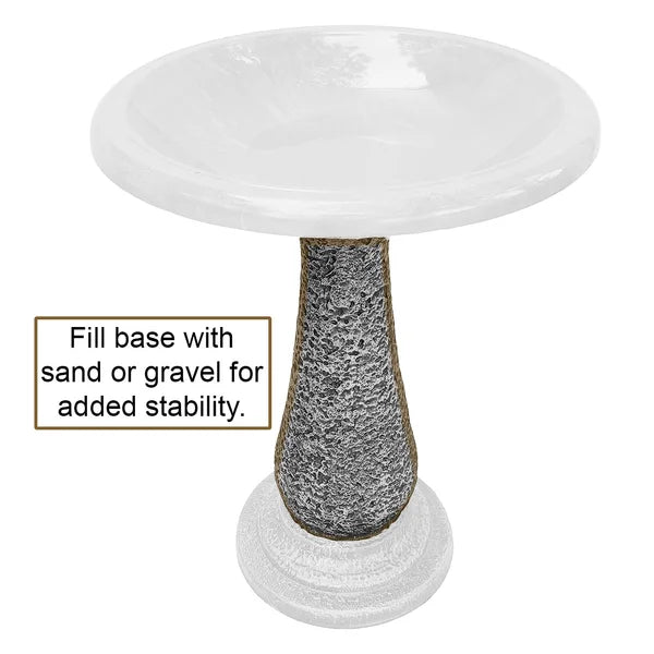 Charcoal Sand Fiber Clay Birdbath - inthegardenandmore.com