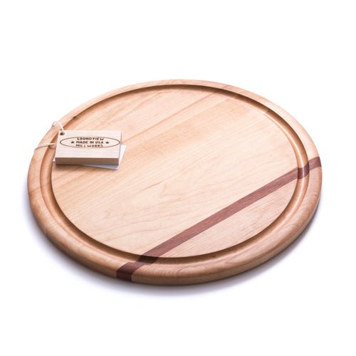 Circular Maple and Mahogany Wood Carve, Cut and Serving Board (customizable) - inthegardenandmore.com