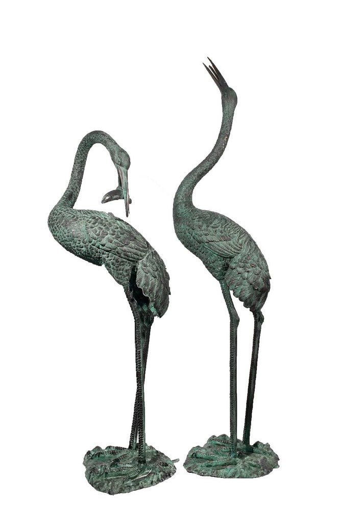 Coastal Cranes Bronze Fountain Statues - inthegardenandmore.com