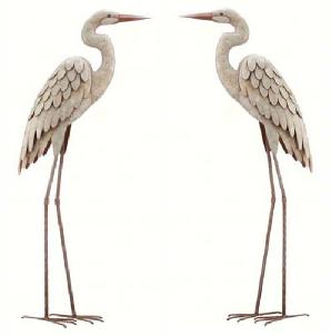 Coastal Egret Metal Garden Statuary - Set of 2 - inthegardenandmore.com