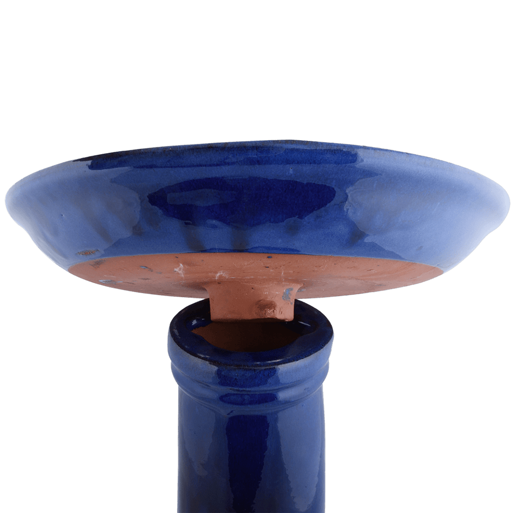 Cobalt Blue High Gloss Ceramic Birdbath Set - inthegardenandmore.com