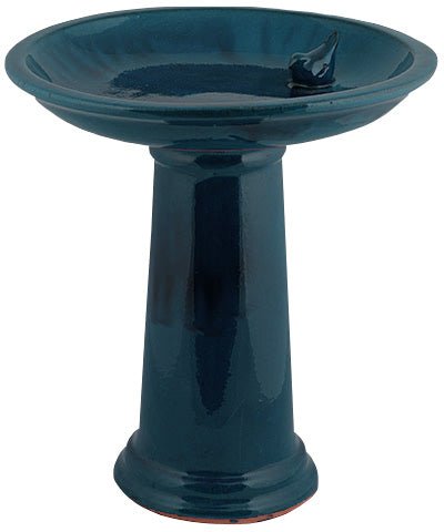 Cobalt Blue High Gloss Ceramic Birdbath Set - inthegardenandmore.com