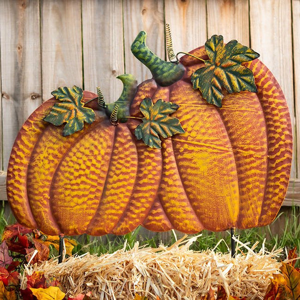 Companion Pumpkins Metal Yard Art - inthegardenandmore.com