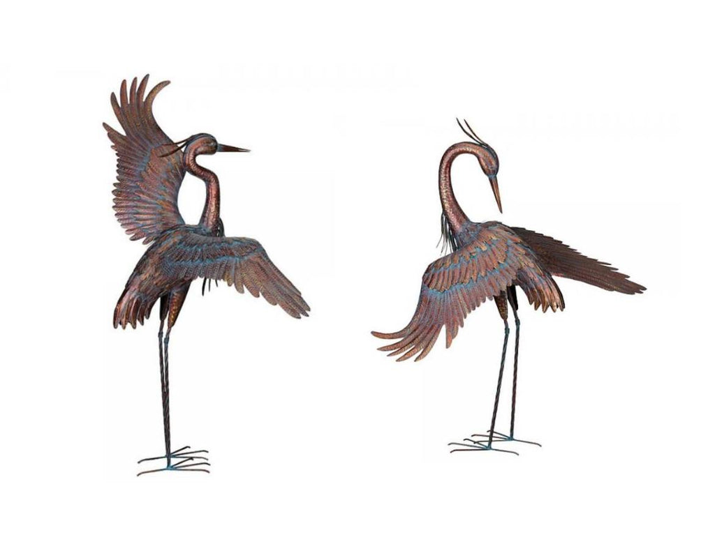 Copper Patina Preening Heron Metal Yard Art Sculpture - inthegardenandmore.com