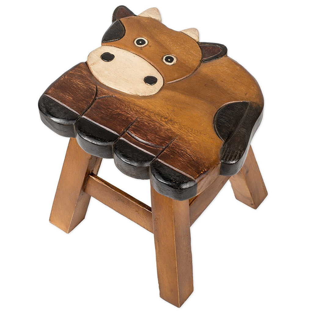 Cornelius the Cow Handcrafted Wood Stool Footstool for Children - inthegardenandmore.com