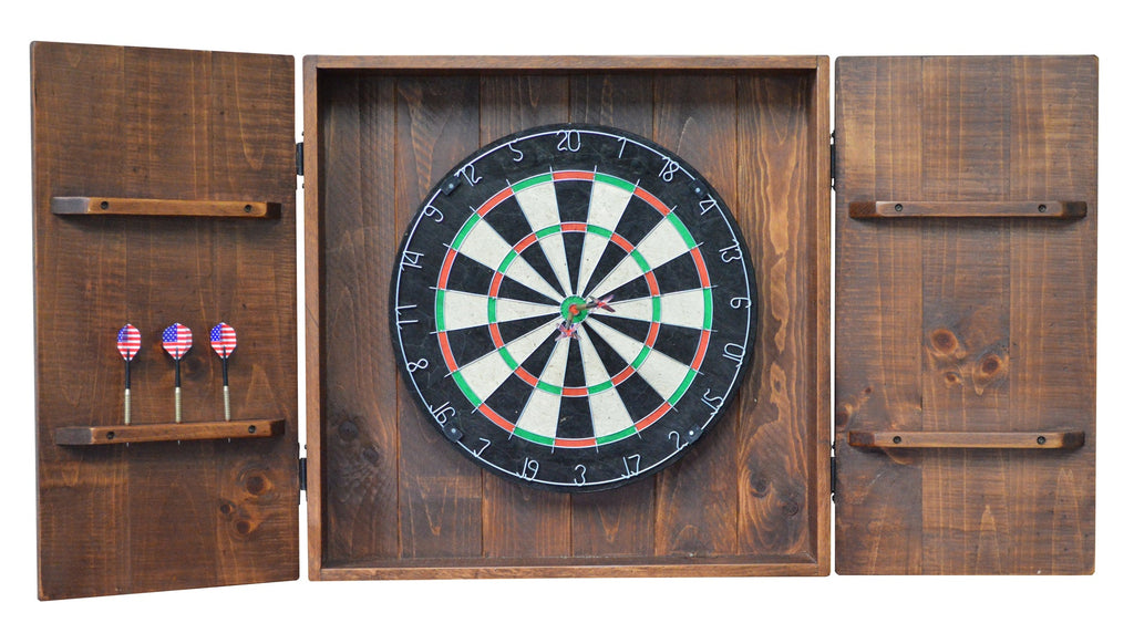 Country Rustic Wood and Iron Handcrafted Dart Board Wall Cabinet - inthegardenandmore.com