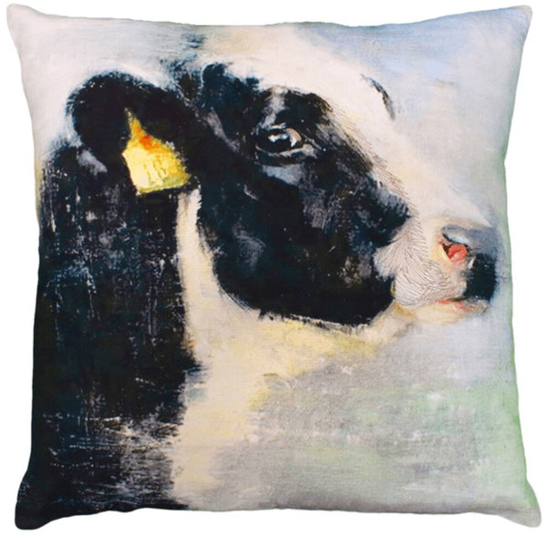 Cow Printed and Embroidery Embellished Throw Pillow – 20” - inthegardenandmore.com