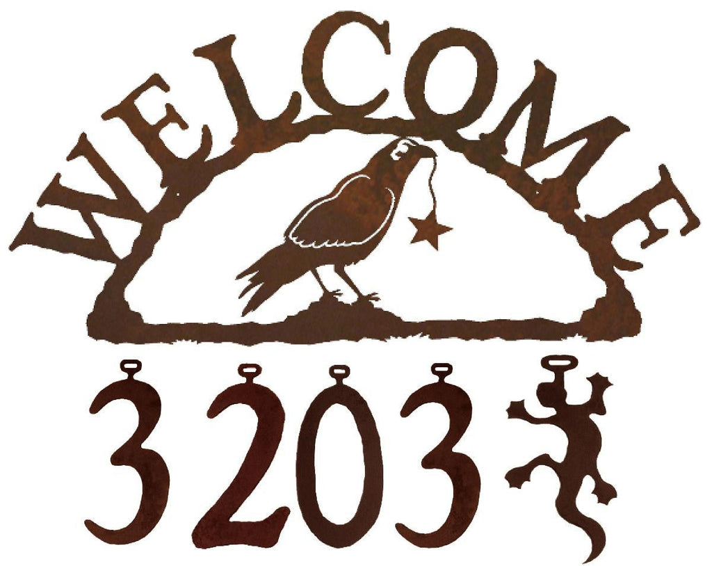 Crow Handcrafted Metal Welcome Address Sign - inthegardenandmore.com