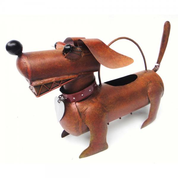 Uniquely handcrafted by skilled artisans from recycled metal, this Dachshund Dog watering can is a functional work of art that is fun and suitable for outdoor and indoor use