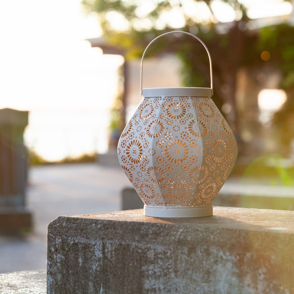 Daisy Punched Metal Solar Lantern - inthegardenandmore.com