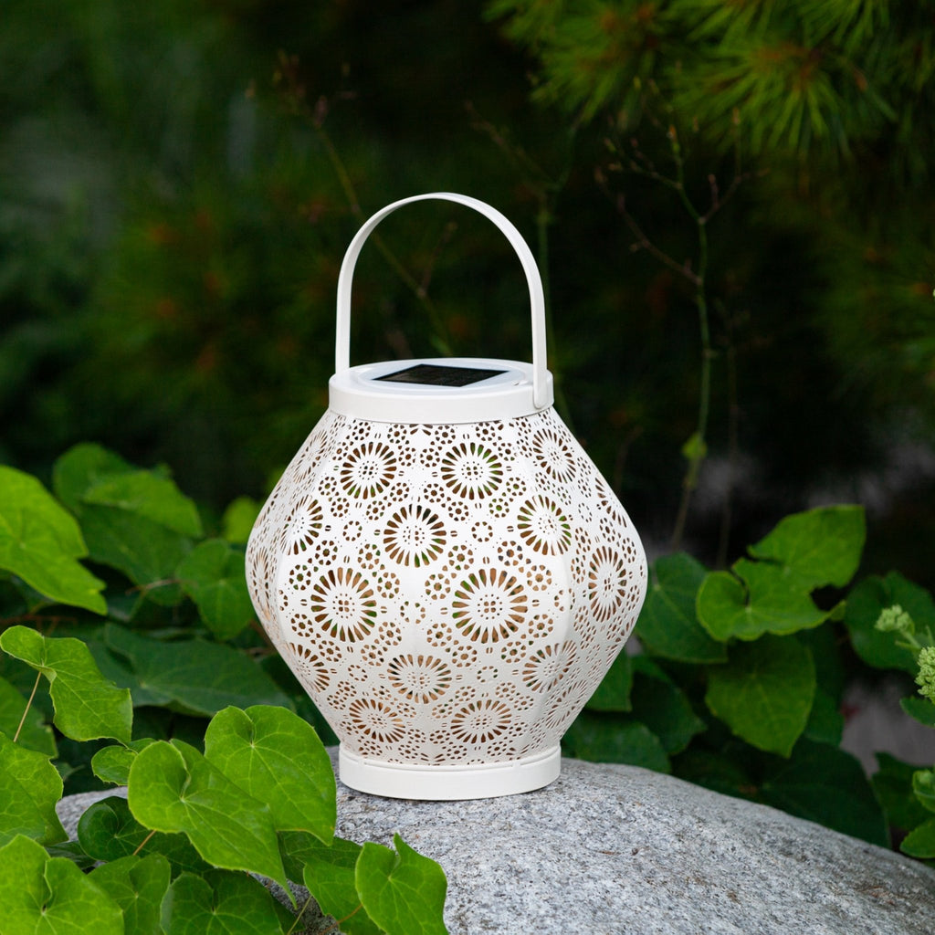 Daisy Punched Metal Solar Lantern - inthegardenandmore.com