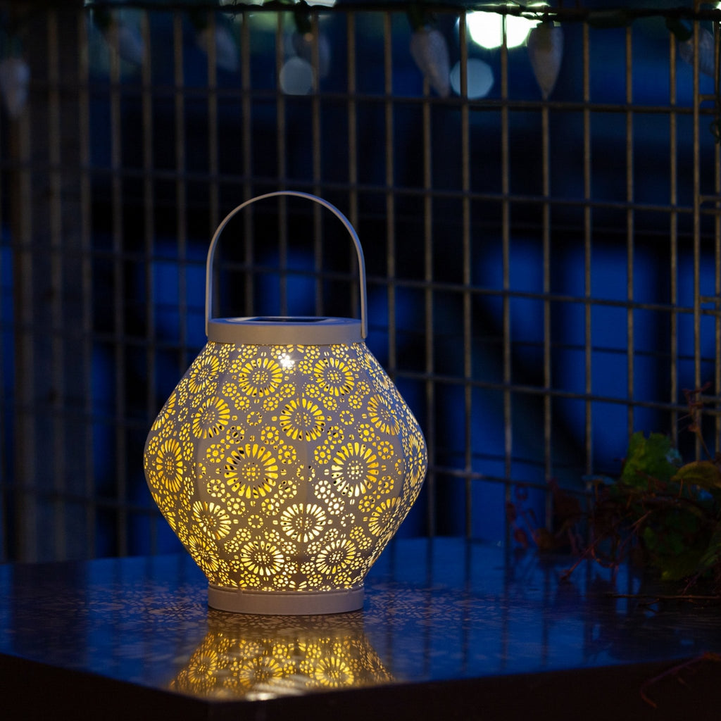 Daisy Punched Metal Solar Lantern - inthegardenandmore.com