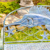 Distressed Blue Swordfish Metal Garden Bench - inthegardenandmore.com