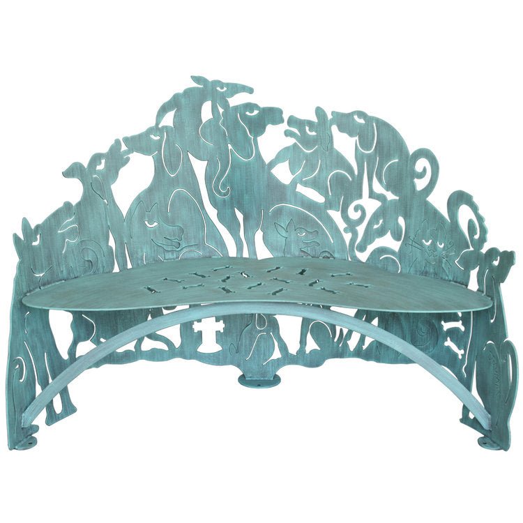 Dogs Indoor Outdoor Metal Bench Sculpture - inthegardenandmore.com