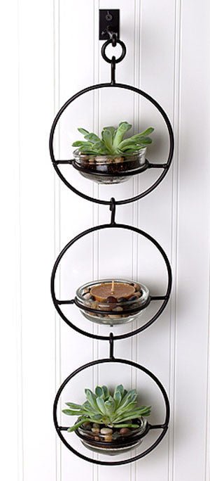 Double Metal and Glass Hanging Wall Terrarium / Candle Holder / Bird Feeder - inthegardenandmore.com