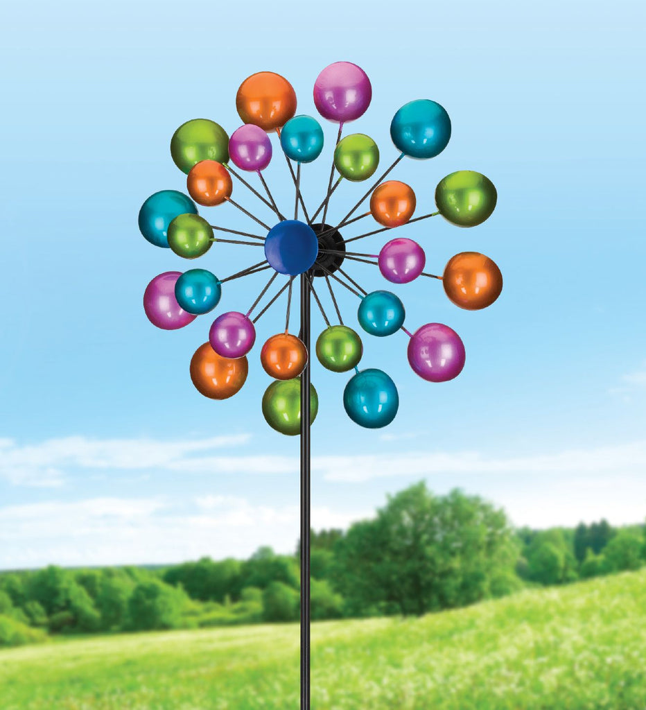 Double Rotating Wind Cups of Color Kinetic Wind Spinner - inthegardenandmore.com