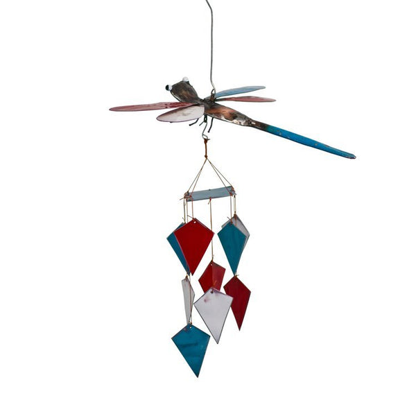 Our Repurposed Metal  Dragonfly Wind Chime has been handcrafted by skilled artisans.