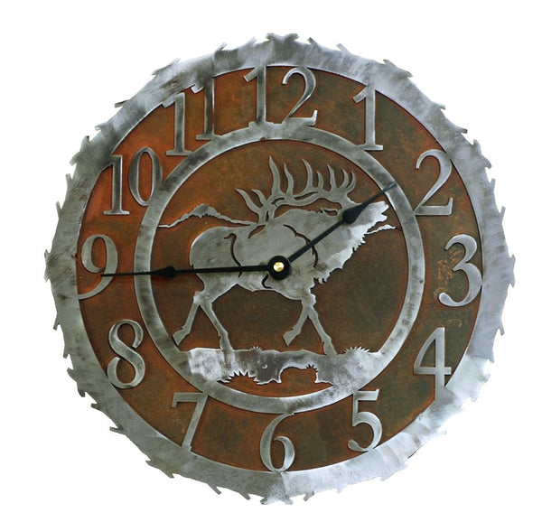 Elk Handcrafted Rustic Metal Wall Clock - 12" - inthegardenandmore.com