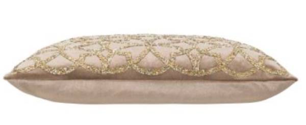 Embellished Beige Velvet and Gold Embroidered Throw Pillows - inthegardenandmore.com