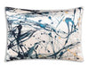 Embellished Ivory Velvet and Blue Printed Ink Spots Embroidered Throw Pillows - inthegardenandmore.com