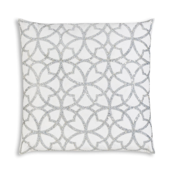 Embellished Ivory Velvet and Silver Embroidered Throw Pillows - inthegardenandmore.com