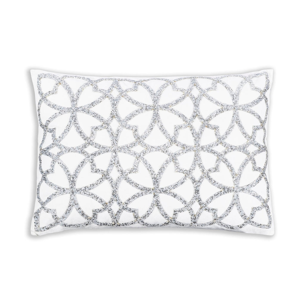 Embellished Ivory Velvet and Silver Embroidered Throw Pillows - inthegardenandmore.com