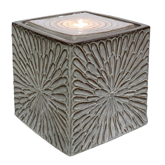 Embossed Ceramic Dahlia Square Fountain - inthegardenandmore.com