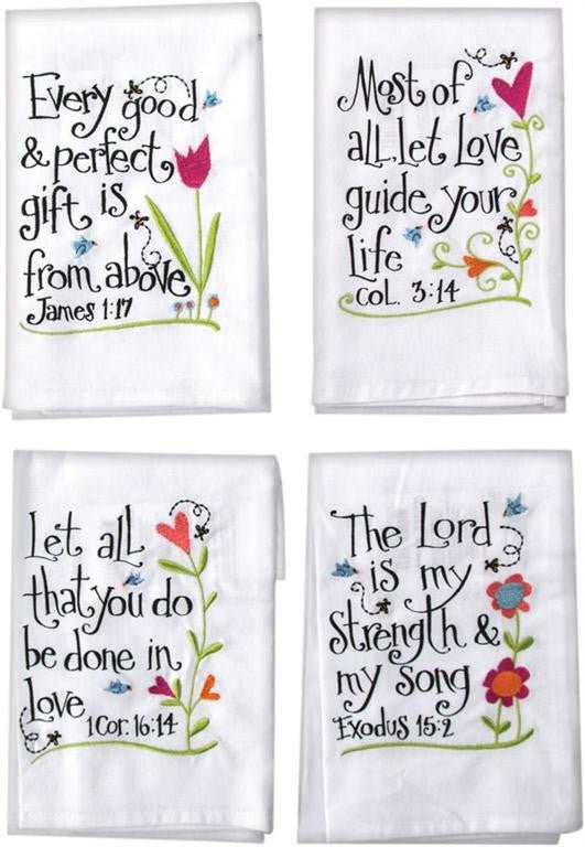 Embroidered Inspirational Hand Towels With Scriptures (Set of 8) - inthegardenandmore.com