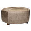 Exotic Brindle Mid Century Cowhide Ottoman - 39" Round - inthegardenandmore.com