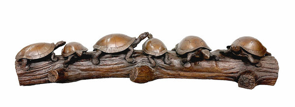 Family of Turtles on a Log Bronze Statuary - inthegardenandmore.com