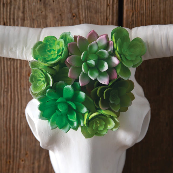 Faux Longhorn Skull with Succulents Wall Art - inthegardenandmore.com