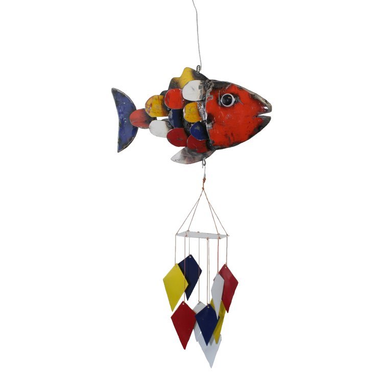 Fiesta Fish Repurposed Metal Wind Chime - inthegardenandmore.com