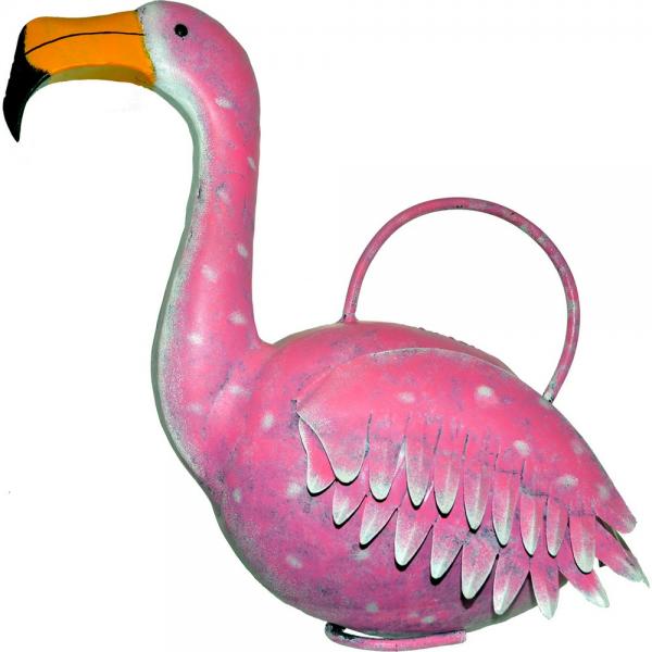 Uniquely handcrafted by skilled artisans from recycled metal, this pink flamingo watering can is a functional work of art that is fun and suitable and ready for outdoor and indoor use.