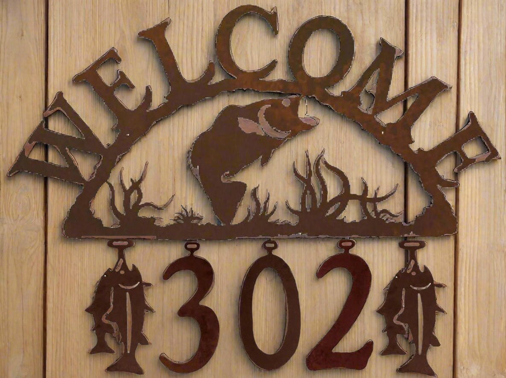 Fly Fisherman Handcrafted Metal Welcome Address Sign - inthegardenandmore.com