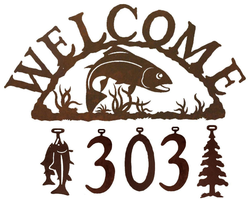 Fly Fisherman Handcrafted Metal Welcome Address Sign - inthegardenandmore.com