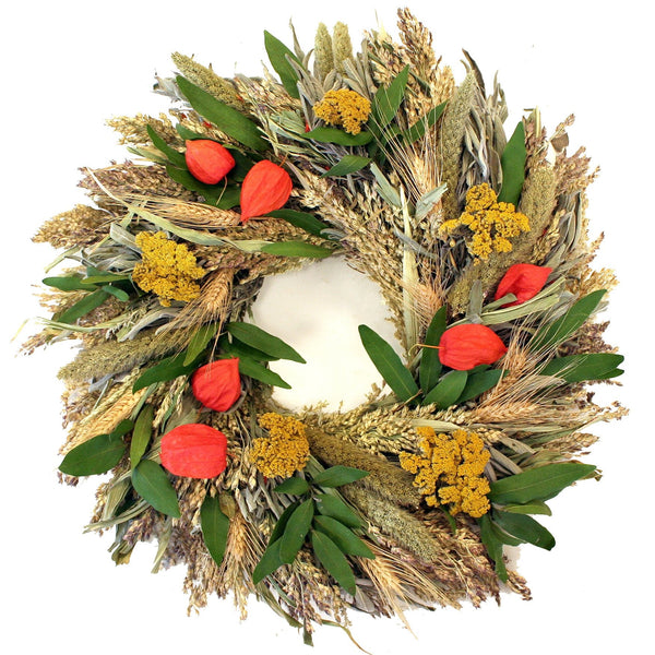 Fragrant Dried Herb and Japanese Lantern Wreath (20”) - inthegardenandmore.com