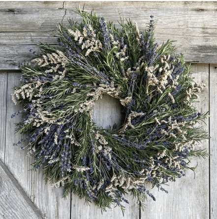 Fresh Lavender and Rosemary Remembrance Wreath - inthegardenandmore.com