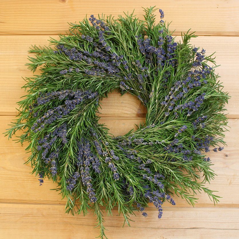 Fresh Lavender and Rosemary Remembrance Wreath - inthegardenandmore.com