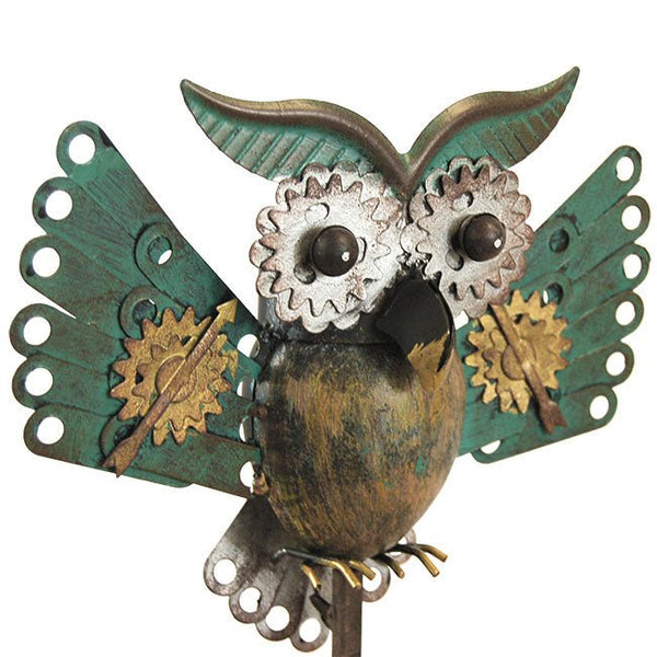 Geared Up Owl Rocking Garden Stake Statuary - inthegardenandmore.com