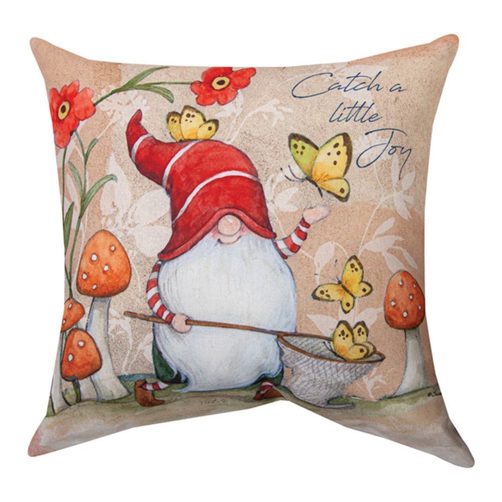 Gnomes in the Forest Reversible Indoor Outdoor Word Pillows – 18” - inthegardenandmore.com