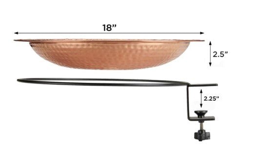 Hammered Copper Deck Mount Birdbath - 13.5" - inthegardenandmore.com