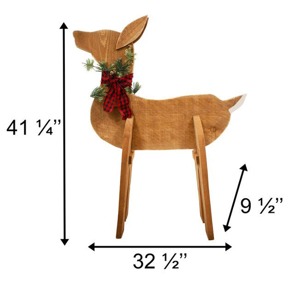 Handcrafted Wooden Doe Statue – Made in the USA - inthegardenandmore.com