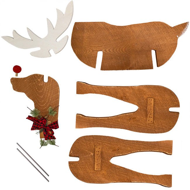 Handcrafted Wooden Reindeer Statue – Made in the USA - inthegardenandmore.com