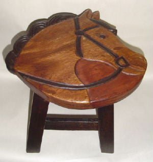 Horse Handcrafted Wood Stool Footstool - inthegardenandmore.com