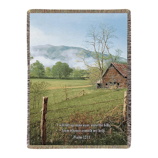 I Lift My Eyes Unto The Hills Inspirational Tapestry Throw - inthegardenandmore.com