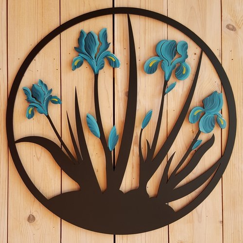 Iris Blooms Indoor Outdoor Metal Wall Art - inthegardenandmore.com