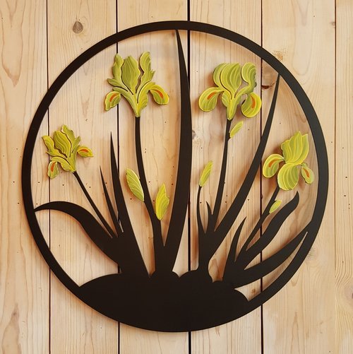 Iris Blooms Indoor Outdoor Metal Wall Art - inthegardenandmore.com