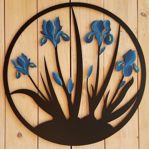 Iris Blooms Indoor Outdoor Metal Wall Art - inthegardenandmore.com