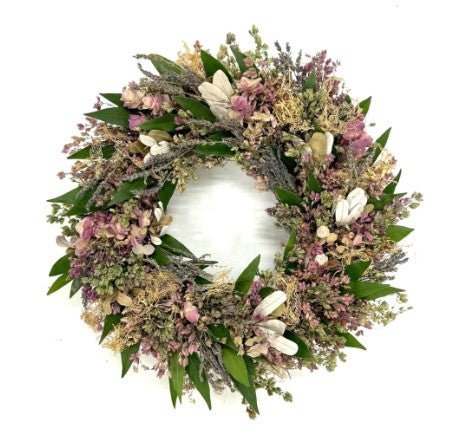 Lacy Moss, Lavender and Oregano Handcrafted Wreath – 18” - inthegardenandmore.com