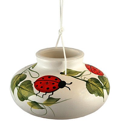 Ladybug Handcrafted Ceramic Hummingbird Feeder - inthegardenandmore.com